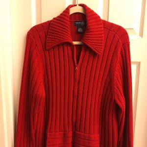Venezia Women's Zip Front Red Sweater